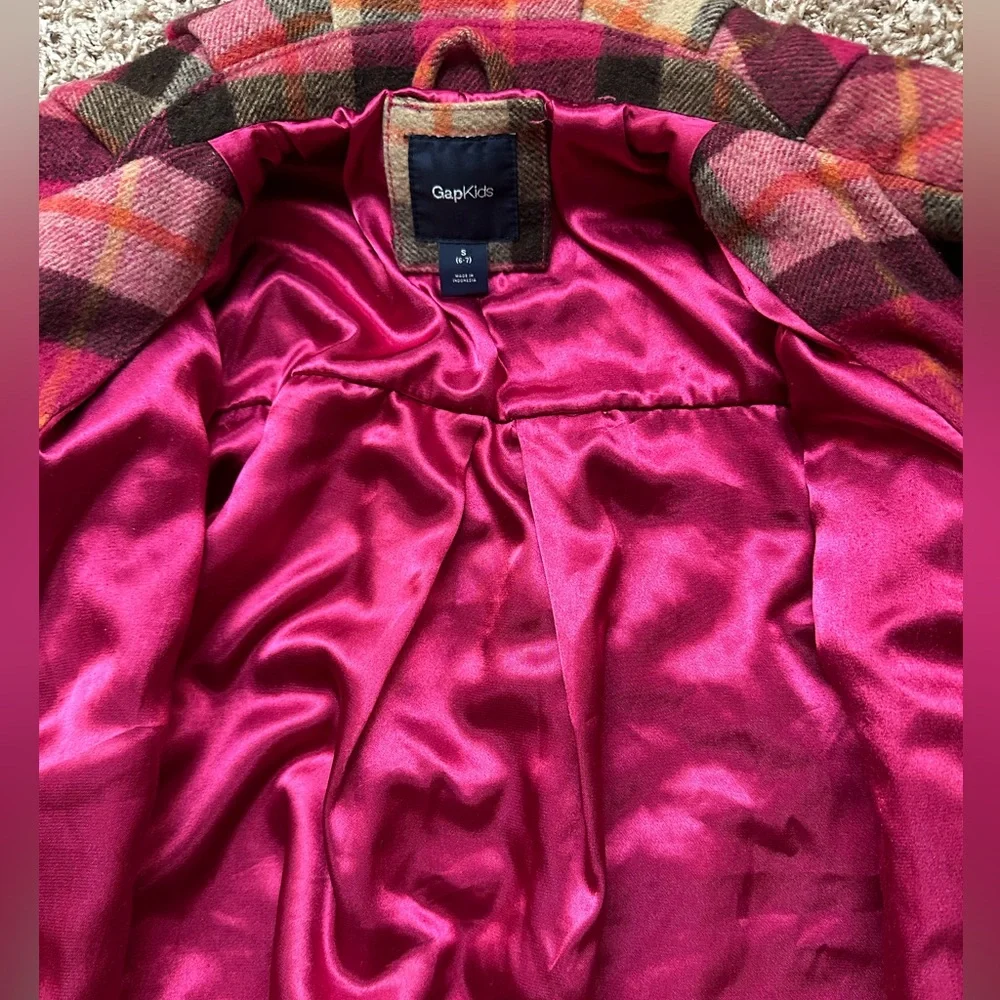 GAP Kids girls pink plaid peacoat, size Small (6-7) - Picture 3 of 3